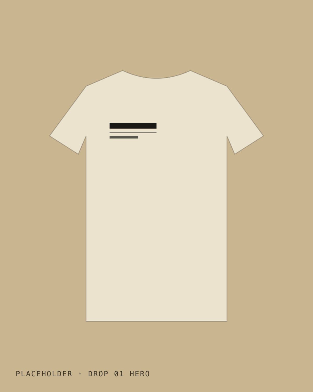 Critical Path Tee in Mesa Dust, worn on a porch in late light, small left-chest wordmark